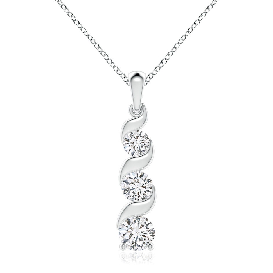 7.4mm HSI2 Channel-Set Round Diamond Three Stone Journey Pendant in P950 Platinum 