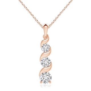 7.4mm HSI2 Channel-Set Round Diamond Three Stone Journey Pendant in Rose Gold