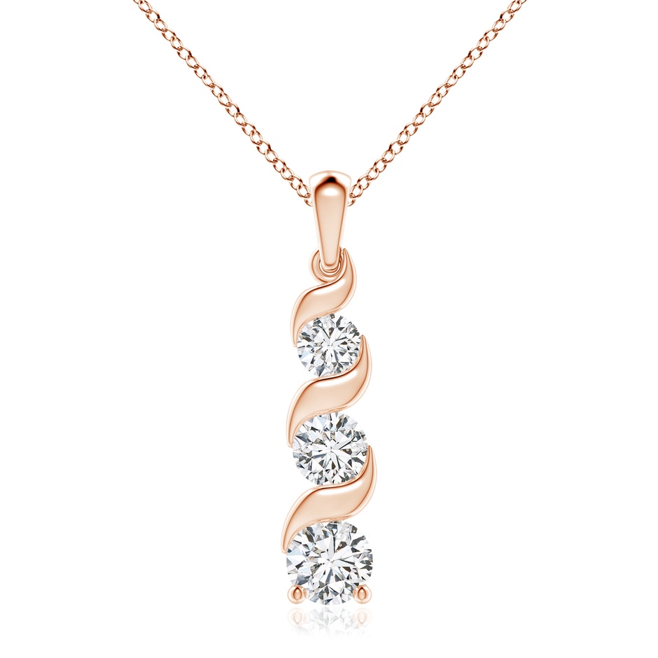 7.4mm HSI2 Channel-Set Round Diamond Three Stone Journey Pendant in Rose Gold 