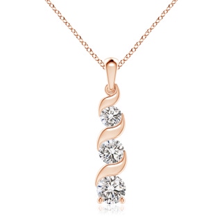 7.4mm IJI1I2 Channel-Set Round Diamond Three Stone Journey Pendant in 9K Rose Gold