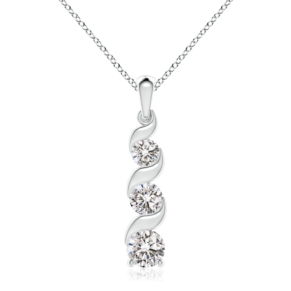 7.4mm IJI1I2 Channel-Set Round Diamond Three Stone Journey Pendant in P950 Platinum 