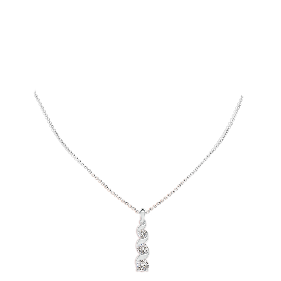 7.4mm IJI1I2 Channel-Set Round Diamond Three Stone Journey Pendant in P950 Platinum pen