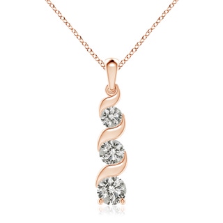 7.4mm KI3 Channel-Set Round Diamond Three Stone Journey Pendant in 9K Rose Gold