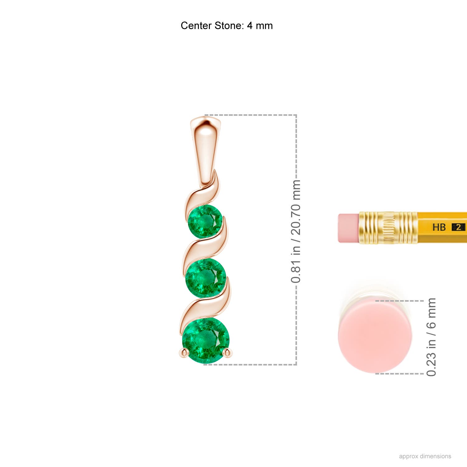 AAA - Emerald / 0.49 CT / 14 KT Rose Gold