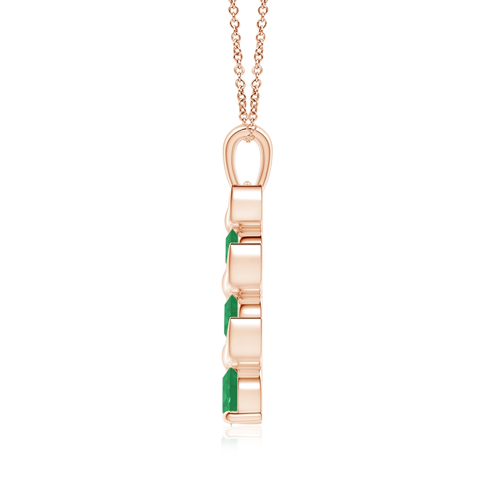 6mm A Channel-Set Round Emerald Three Stone Journey Pendant in Rose Gold side 199