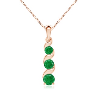 6mm AA Channel-Set Round Emerald Three Stone Journey Pendant in 18K Rose Gold