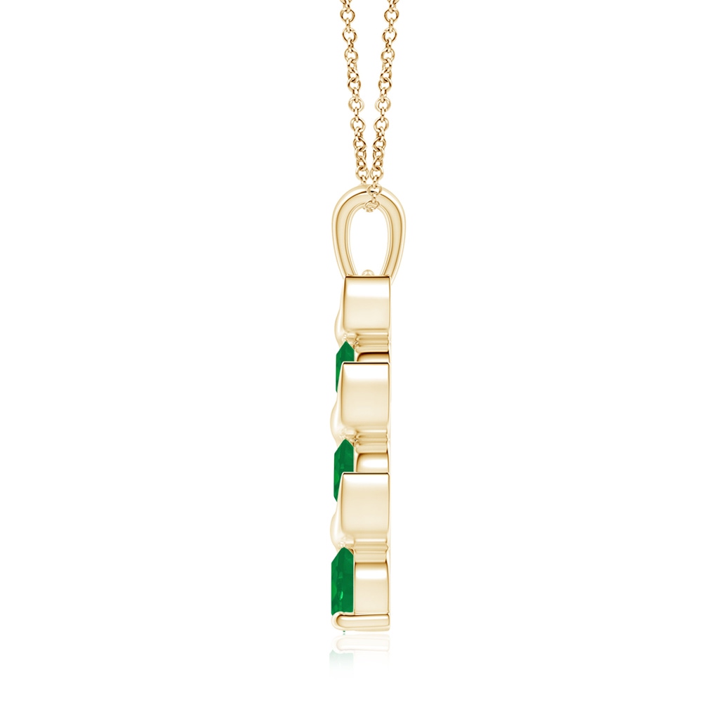 6mm AA Channel-Set Round Emerald Three Stone Journey Pendant in Yellow Gold - side 199