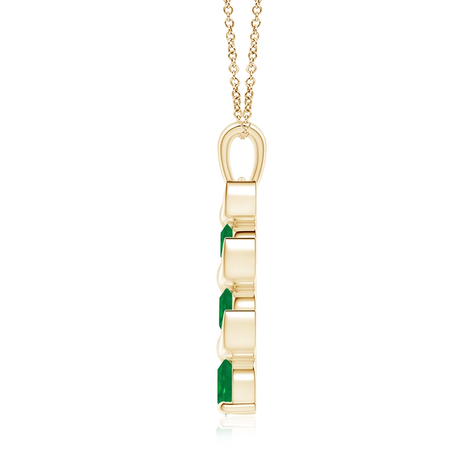 6mm AA Channel-Set Round Emerald Three Stone Journey Pendant in Yellow Gold side 199