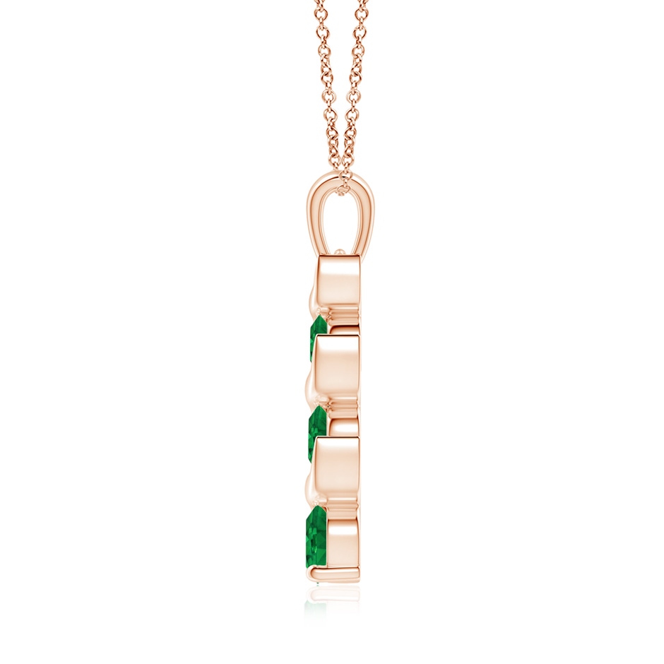 6mm AAA Channel-Set Round Emerald Three Stone Journey Pendant in Rose Gold side 199
