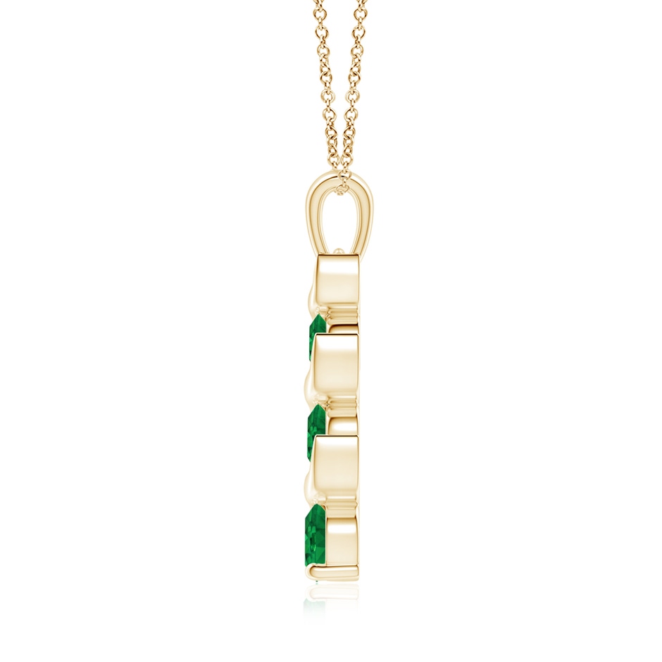 6mm AAA Channel-Set Round Emerald Three Stone Journey Pendant in Yellow Gold side 199