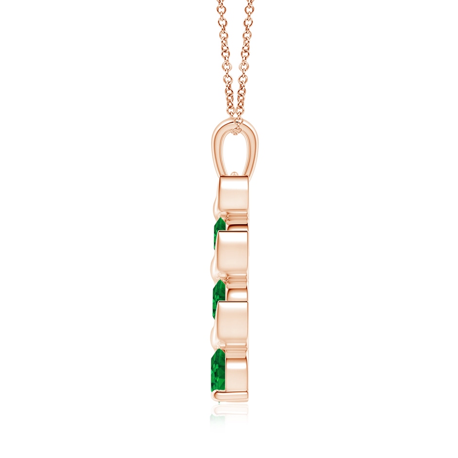 6mm AAAA Channel-Set Round Emerald Three Stone Journey Pendant in 18K Rose Gold side 199