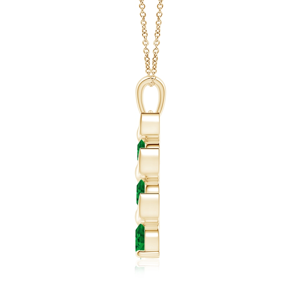 6mm AAAA Channel-Set Round Emerald Three Stone Journey Pendant in Yellow Gold side 199