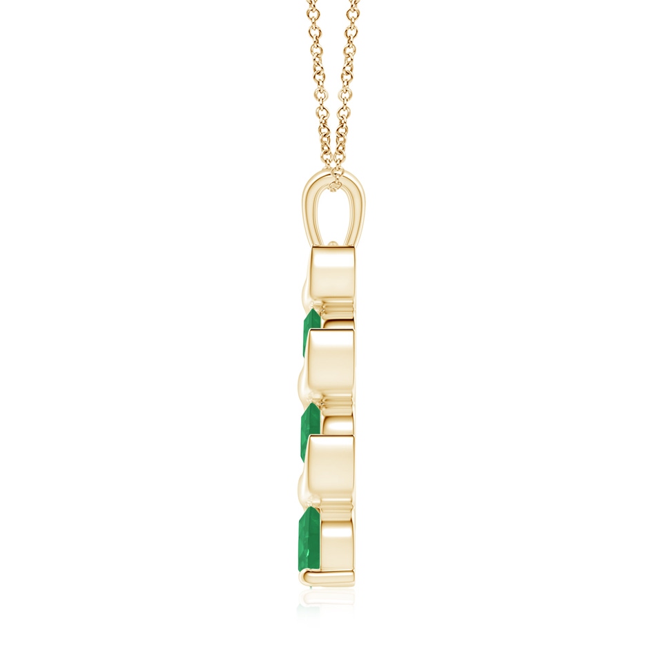 7mm A Channel-Set Round Emerald Three Stone Journey Pendant in Yellow Gold side 199