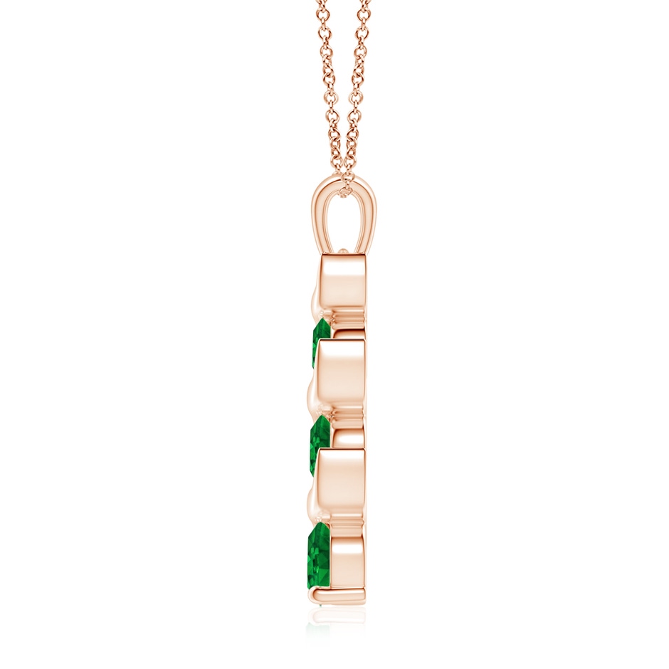 7mm AAAA Channel-Set Round Emerald Three Stone Journey Pendant in 18K Rose Gold side 199