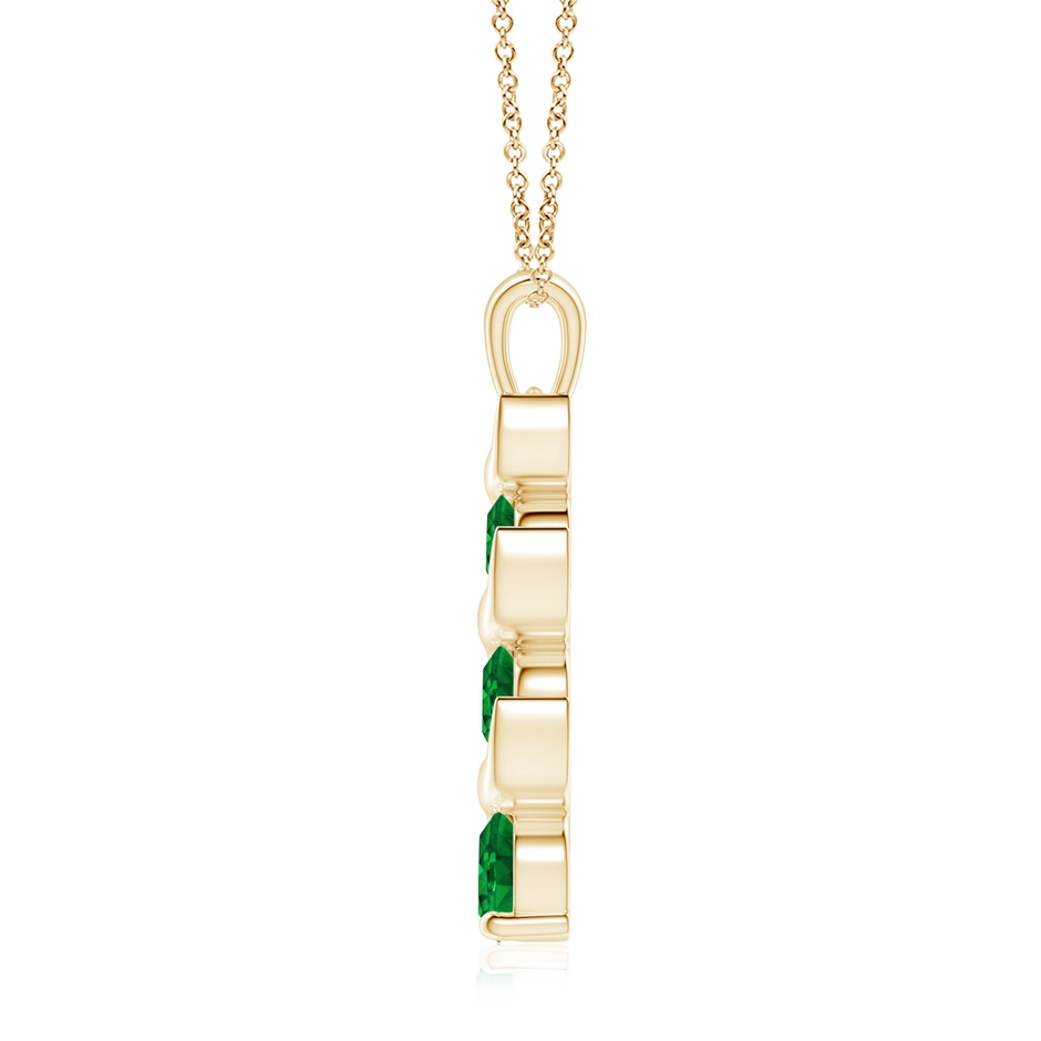 7mm AAAA Channel-Set Round Emerald Three Stone Journey Pendant in Yellow Gold side 199
