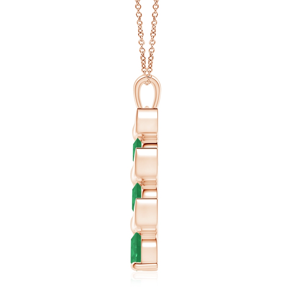 8mm A Channel-Set Round Emerald Three Stone Journey Pendant in 18K Rose Gold side 199