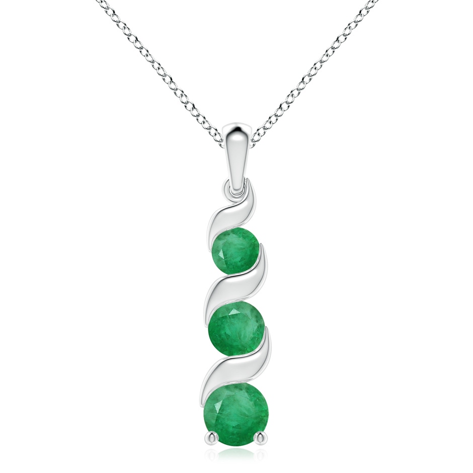 8mm A Channel-Set Round Emerald Three Stone Journey Pendant in White Gold 