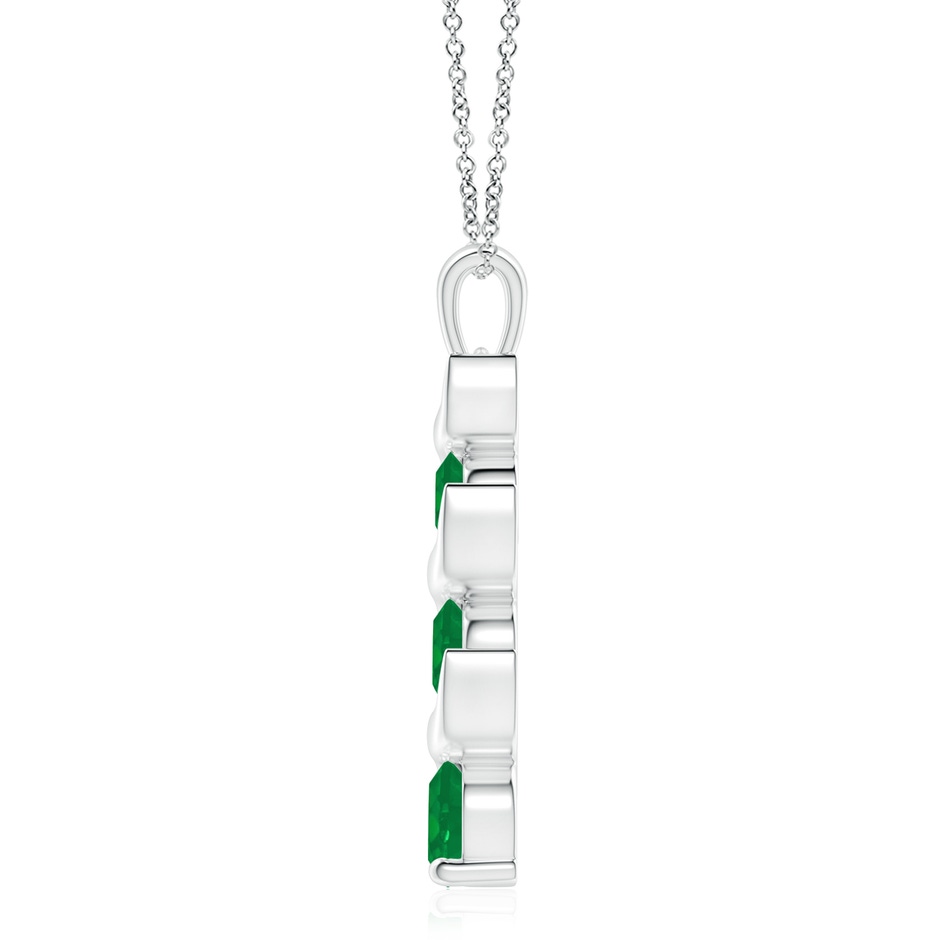 8mm AA Channel-Set Round Emerald Three Stone Journey Pendant in S999 Silver side 199