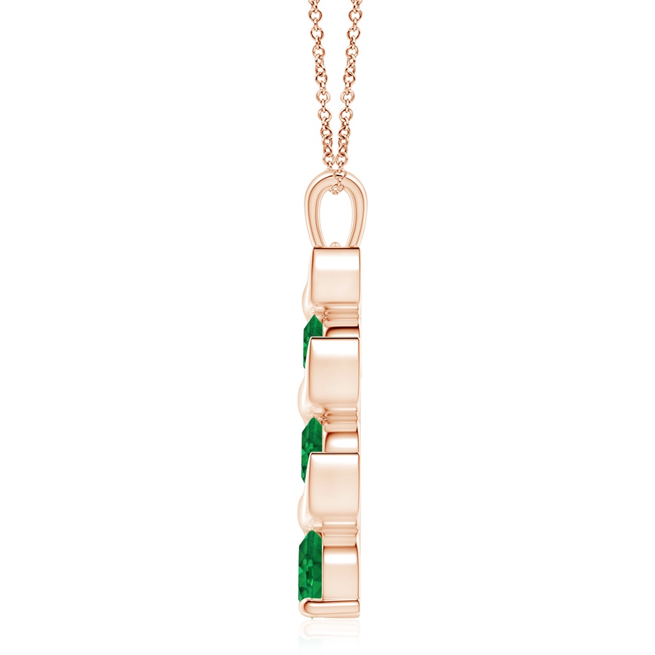 8mm AAA Channel-Set Round Emerald Three Stone Journey Pendant in Rose Gold side 199
