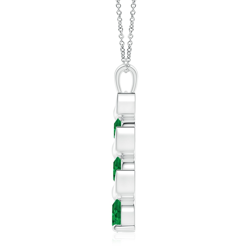 8mm AAA Channel-Set Round Emerald Three Stone Journey Pendant in White Gold side 199