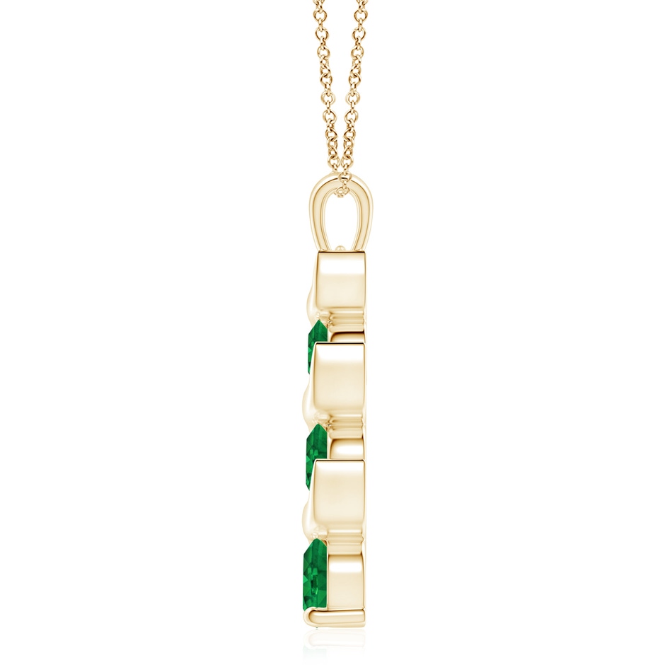 8mm AAA Channel-Set Round Emerald Three Stone Journey Pendant in Yellow Gold side 199