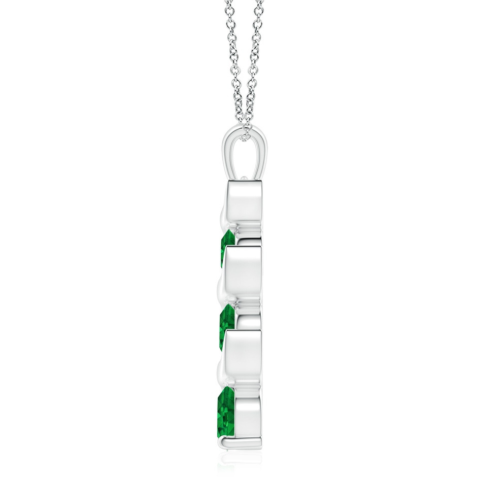 8mm AAAA Channel-Set Round Emerald Three Stone Journey Pendant in S999 Silver side 199