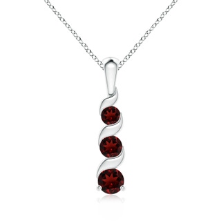 4mm AAA Channel-Set Round Garnet Three Stone Journey Pendant in S999 Silver