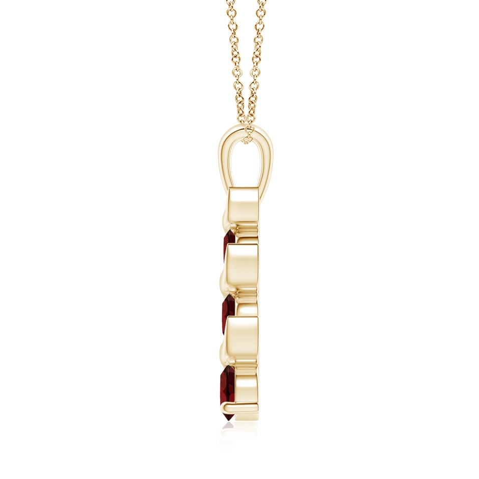 4mm AAA Channel-Set Round Garnet Three Stone Journey Pendant in Yellow Gold side-1