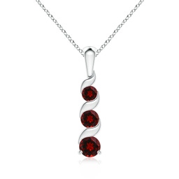 Three Stone Silver Garnet Necklaces & Pendants