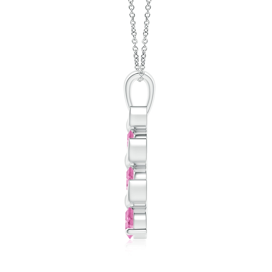 4mm A Channel-Set Round Pink Sapphire Three Stone Journey Pendant in White Gold side-1