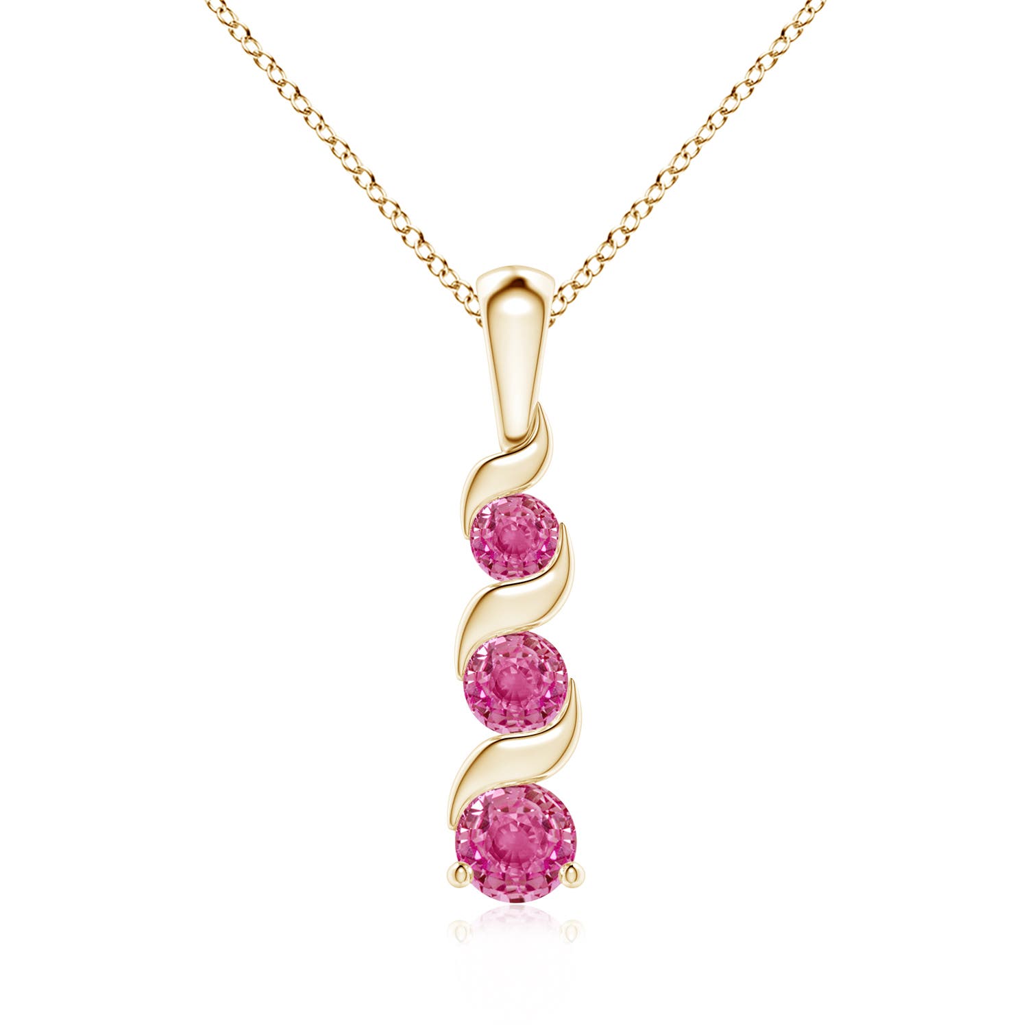 AAA - Pink Sapphire / 0.7 CT / 14 KT Yellow Gold