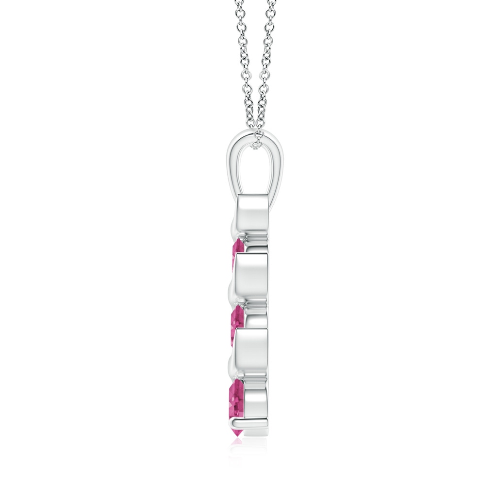 4mm AAAA Channel-Set Round Pink Sapphire Three Stone Journey Pendant in S999 Silver - side_1