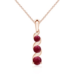 Three Stone Rose Gold Ruby Necklaces & Pendants