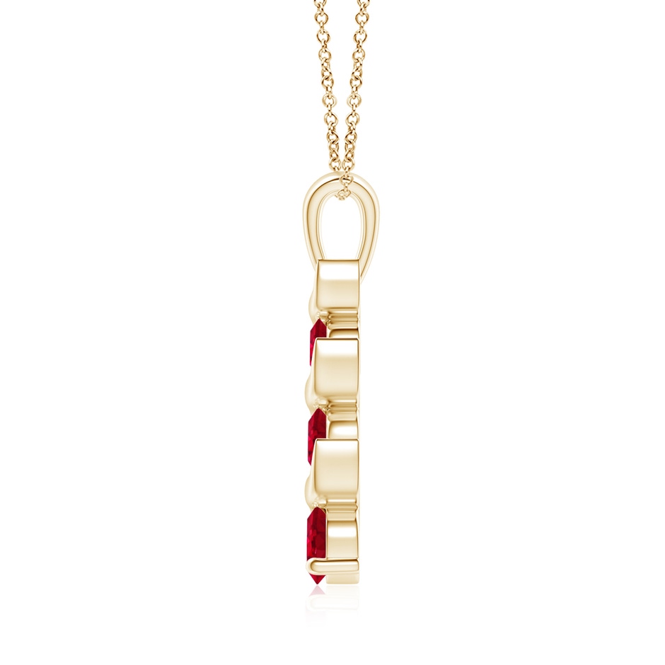 4mm AAA Channel-Set Round Ruby Three Stone Journey Pendant in 18K Yellow Gold side 199