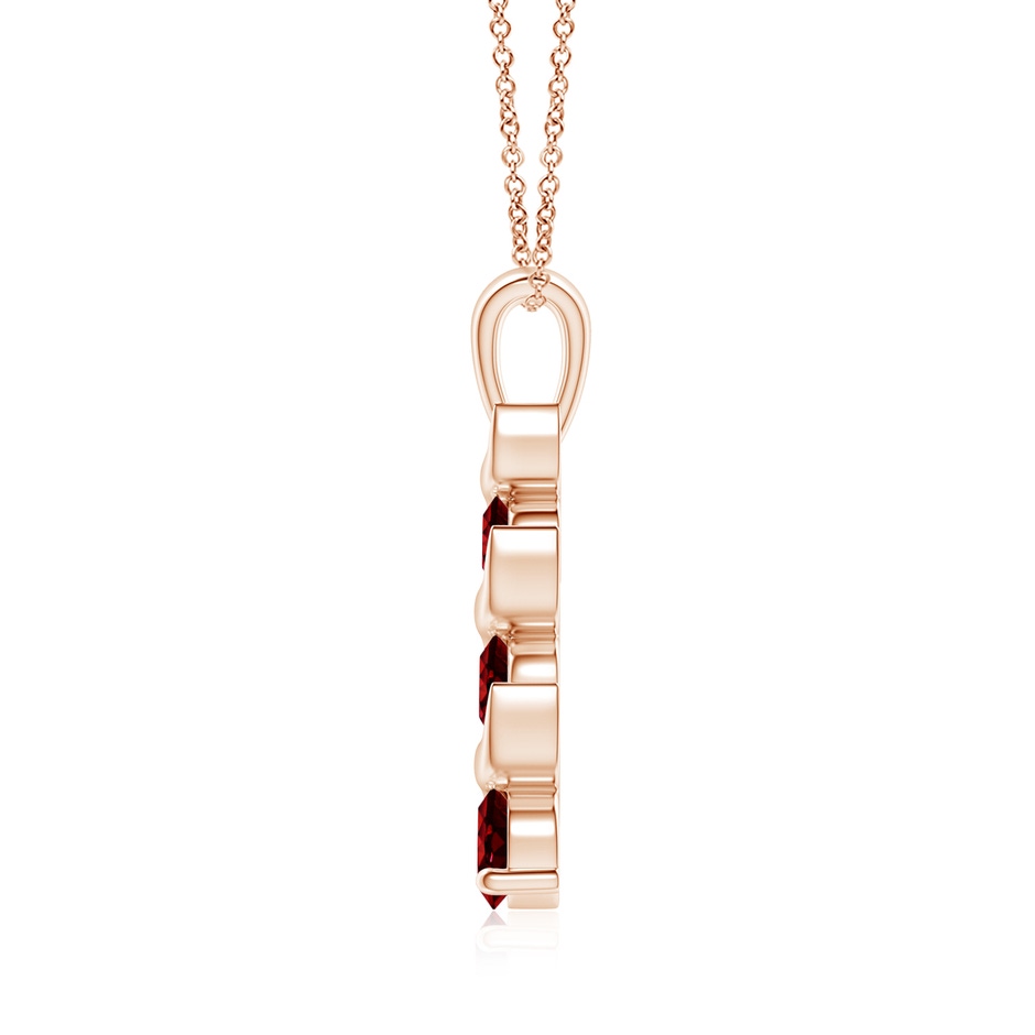 4mm AAAA Channel-Set Round Ruby Three Stone Journey Pendant in 18K Rose Gold side 199