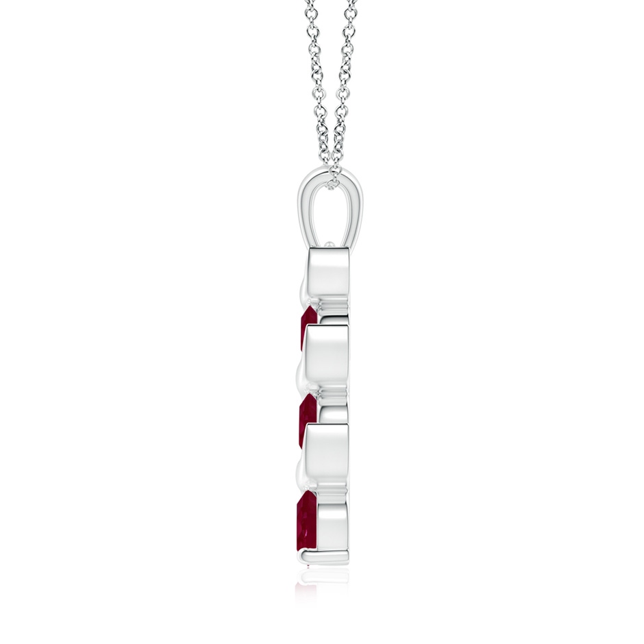 6mm A Channel-Set Round Ruby Three Stone Journey Pendant in White Gold side 199