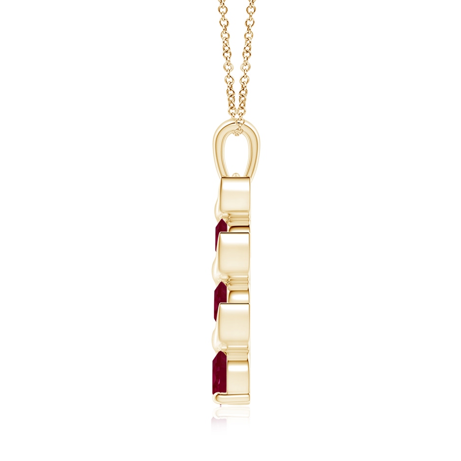 6mm A Channel-Set Round Ruby Three Stone Journey Pendant in Yellow Gold side 199