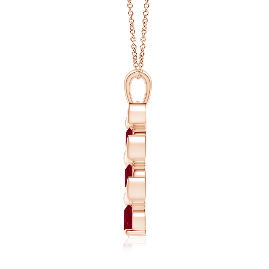 6mm AA Channel-Set Round Ruby Three Stone Journey Pendant in 18K Rose Gold side 199
