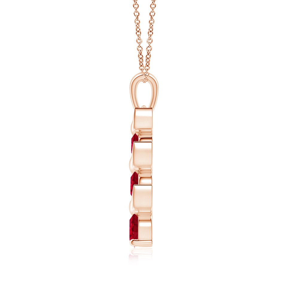 6mm AAA Channel-Set Round Ruby Three Stone Journey Pendant in Rose Gold side 199