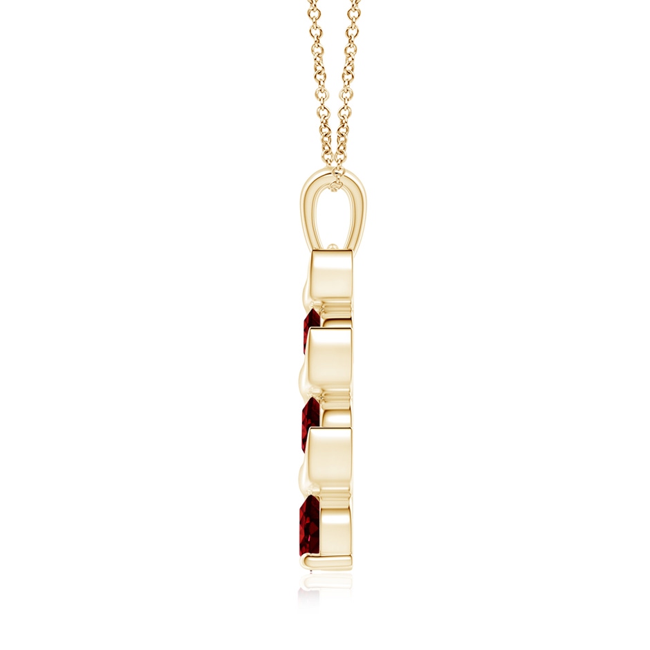 6mm AAAA Channel-Set Round Ruby Three Stone Journey Pendant in Yellow Gold side 199
