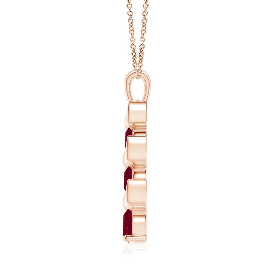 7mm A Channel-Set Round Ruby Three Stone Journey Pendant in Rose Gold side 199