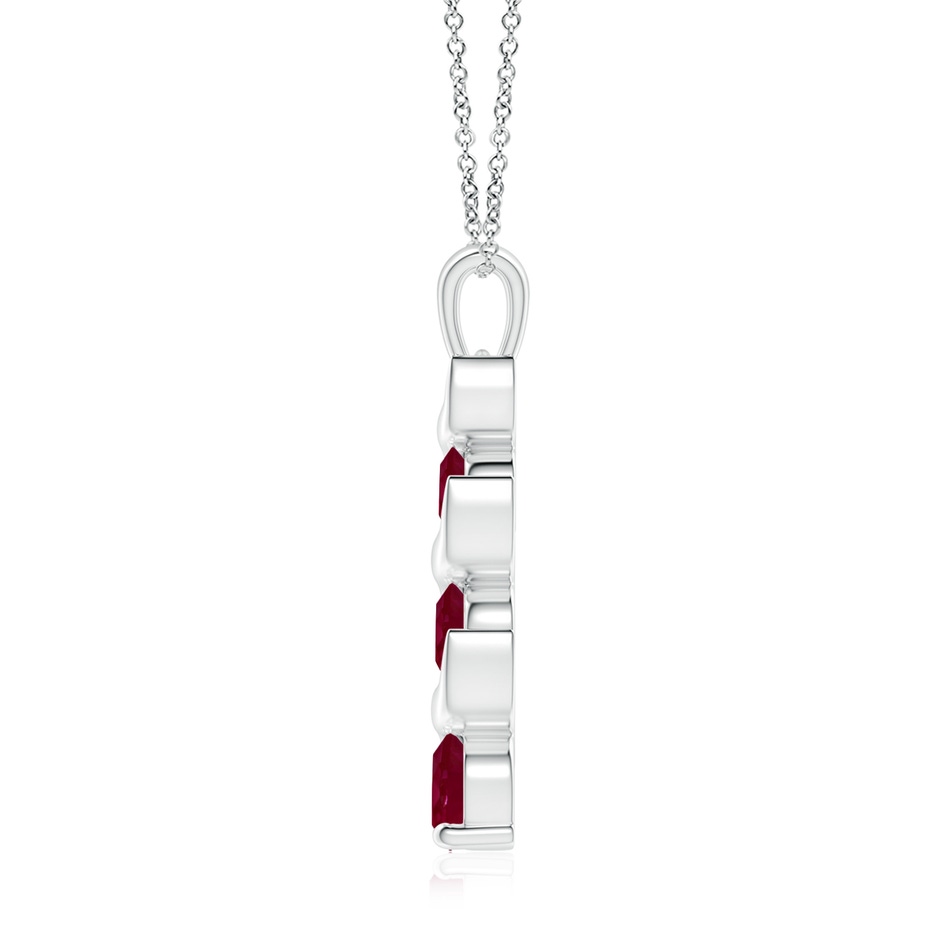 7mm A Channel-Set Round Ruby Three Stone Journey Pendant in S999 Silver side 199