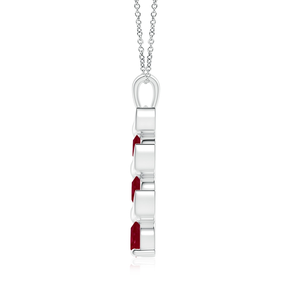 7mm AA Channel-Set Round Ruby Three Stone Journey Pendant in White Gold side 199