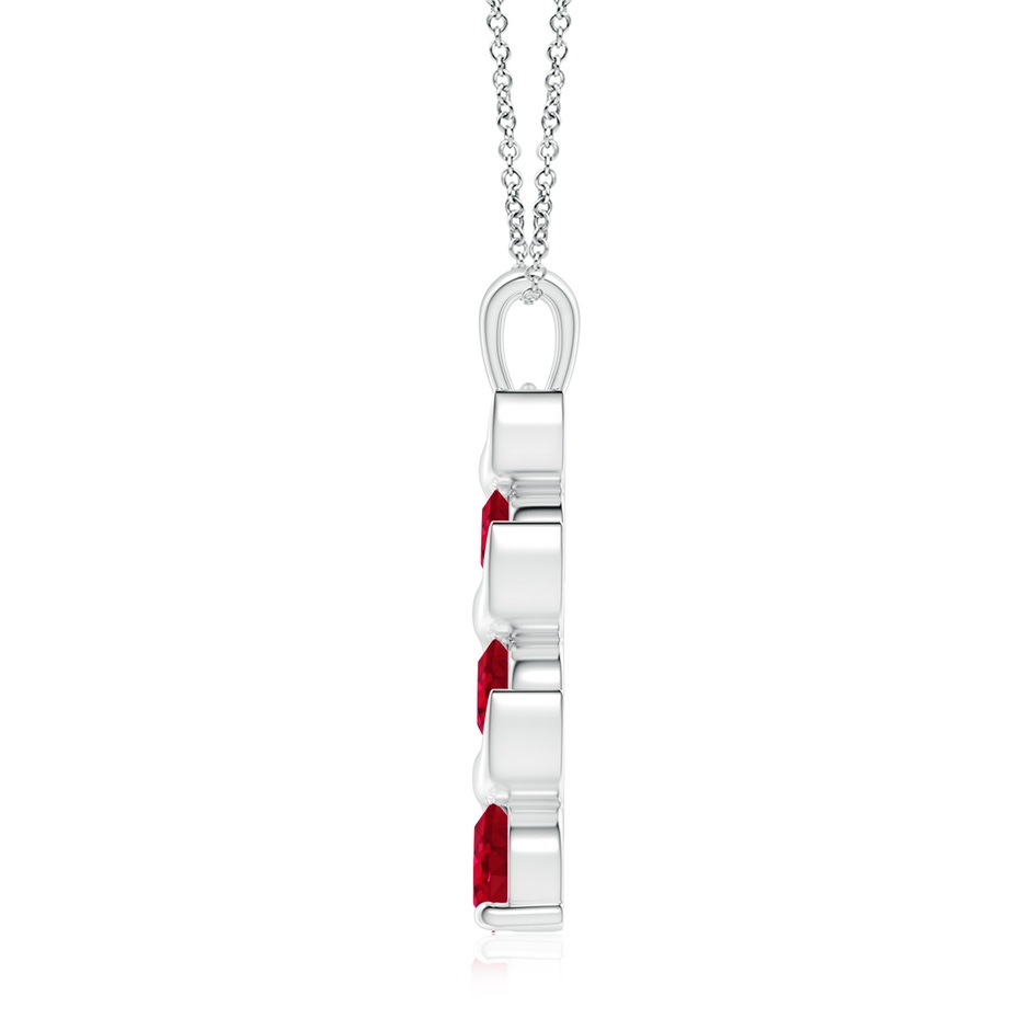 7mm AAA Channel-Set Round Ruby Three Stone Journey Pendant in S999 Silver side 199