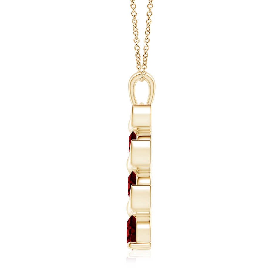 7mm AAAA Channel-Set Round Ruby Three Stone Journey Pendant in Yellow Gold side 199