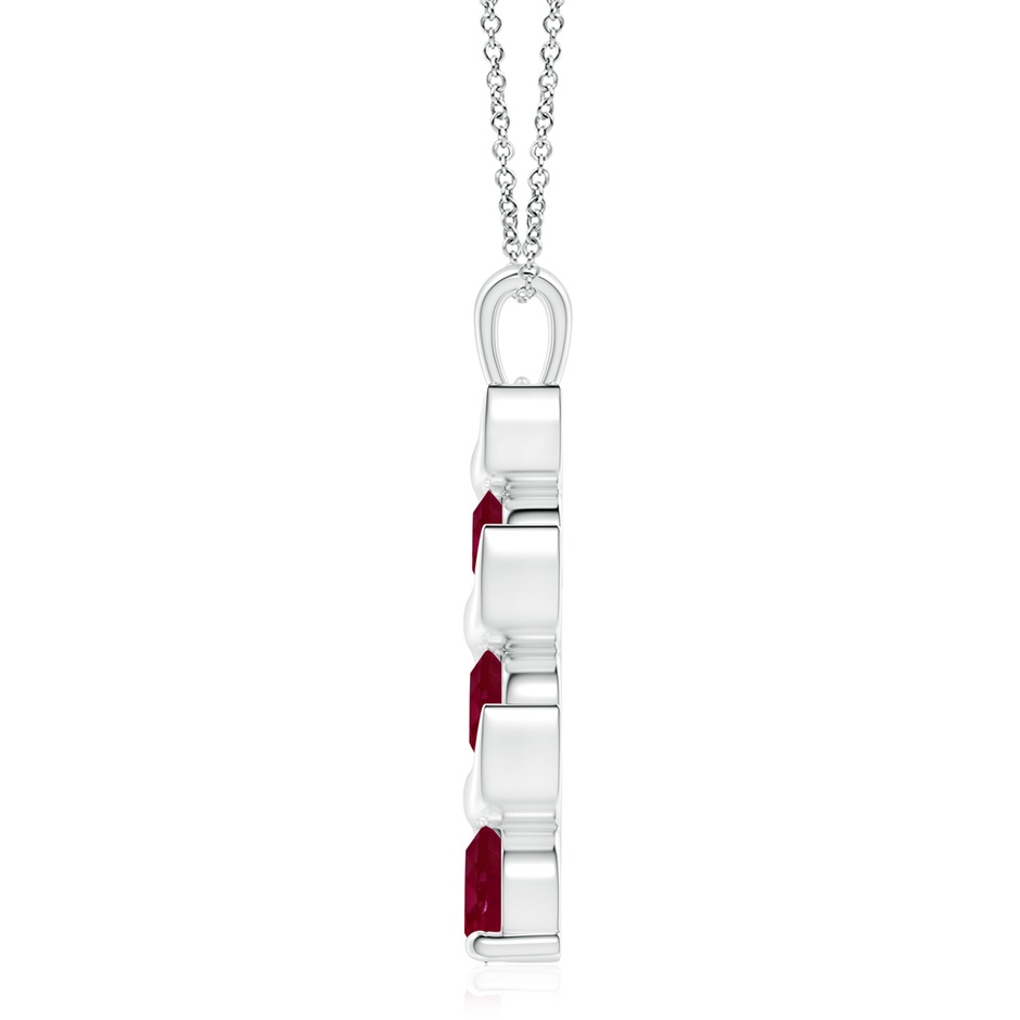 8mm A Channel-Set Round Ruby Three Stone Journey Pendant in White Gold side 199