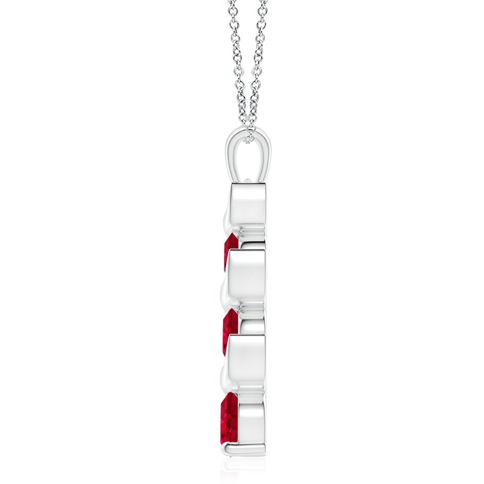 8mm AAA Channel-Set Round Ruby Three Stone Journey Pendant in S999 Silver side 199