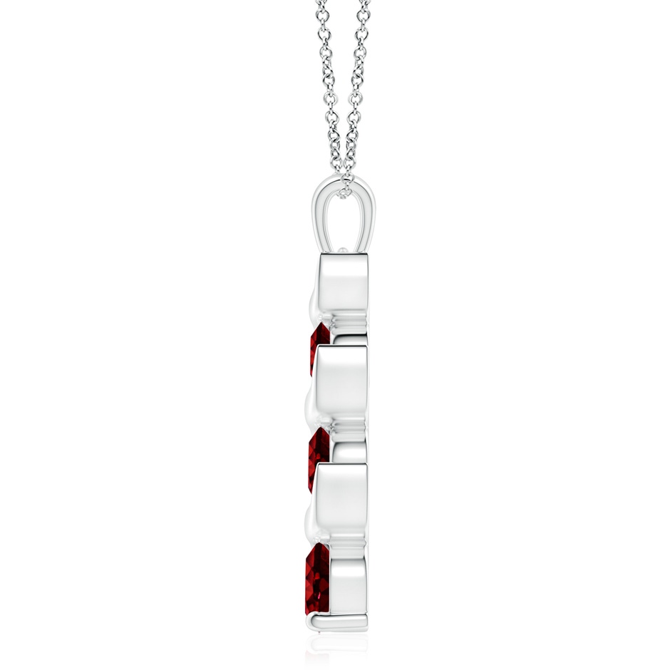 8mm AAAA Channel-Set Round Ruby Three Stone Journey Pendant in S999 Silver side 199