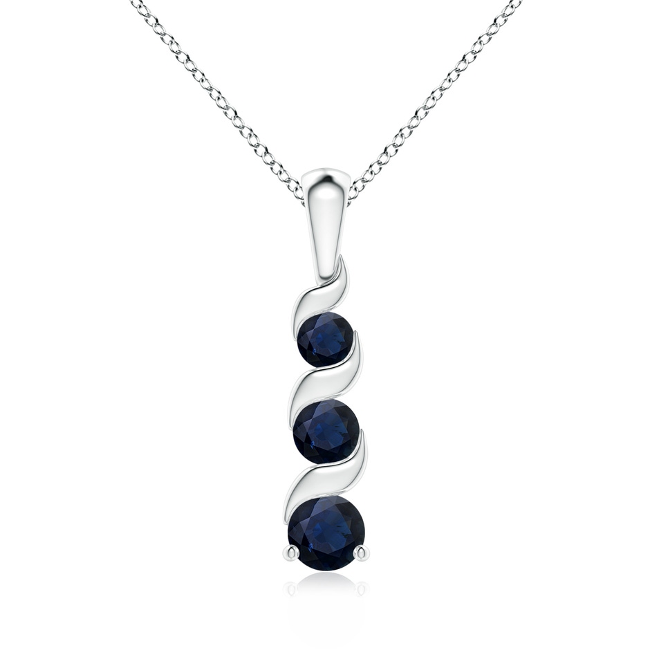 4mm A Channel-Set Round Sapphire Three Stone Journey Pendant in White Gold 