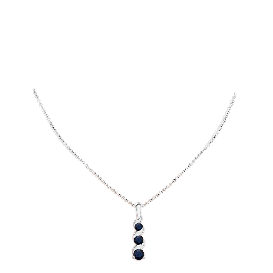 4mm A Channel-Set Round Sapphire Three Stone Journey Pendant in White Gold pen